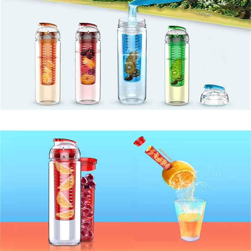 Fruit Infuser Water Bottle 700ml Flip Lid for Flavored Water