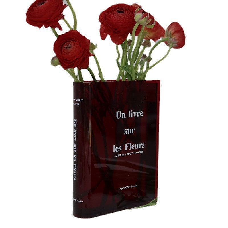Transparent Acrylic Book Vase for Curated Flower Displays