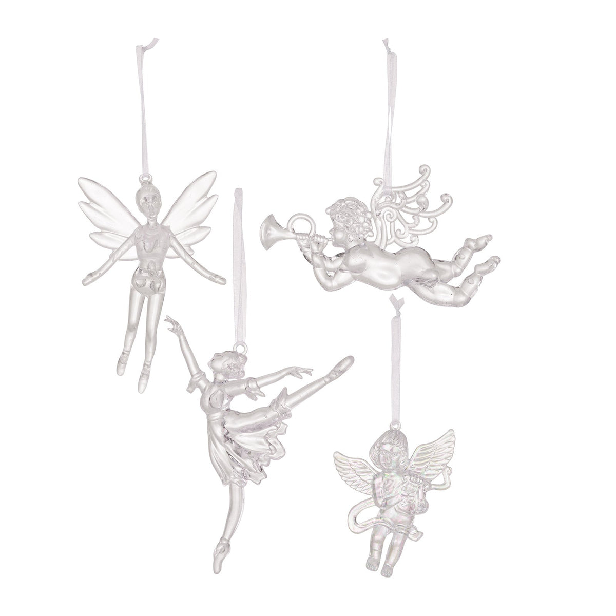 Transparent Angel Christmas Ornaments for Tree Sparkle