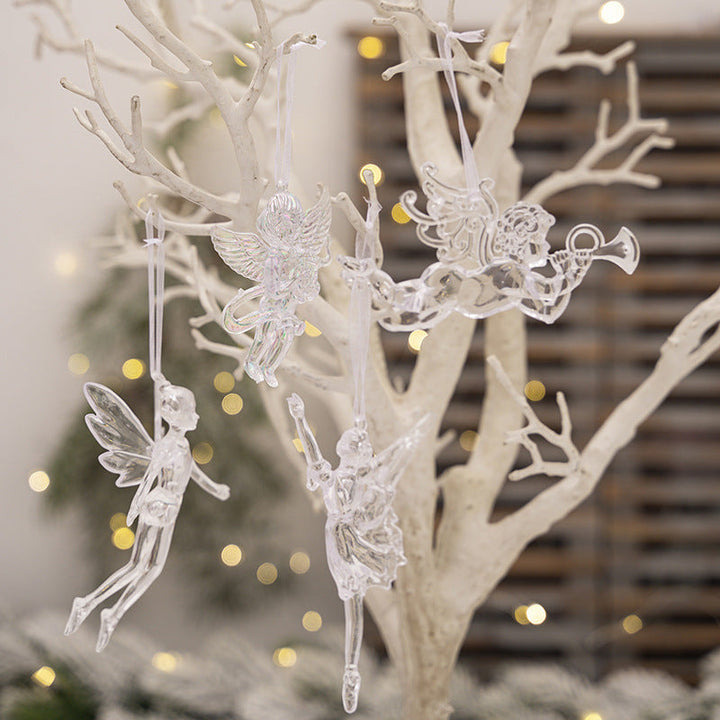 Transparent Angel Christmas Ornaments for Tree Sparkle