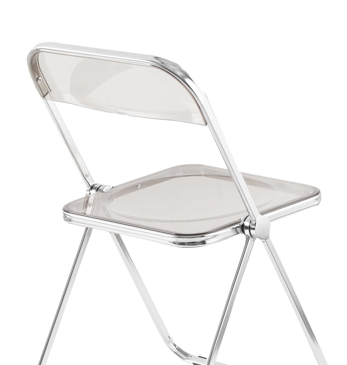 Clear Stackable Modern Folding Chair with Chrome Frame