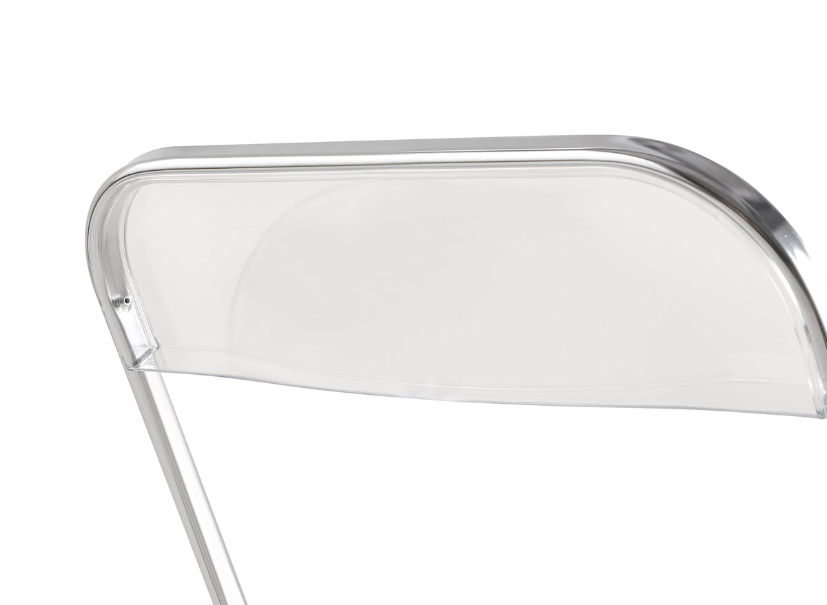 Clear Stackable Modern Folding Chair with Chrome Frame