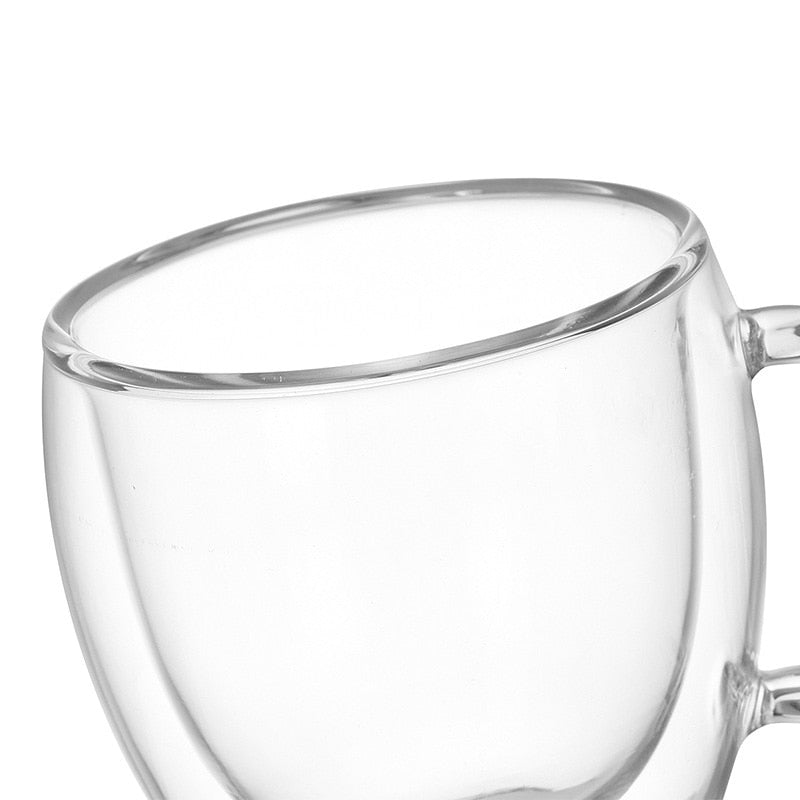 Double Wall Glass Coffee Mug, Clear Heat-Resistant Cup