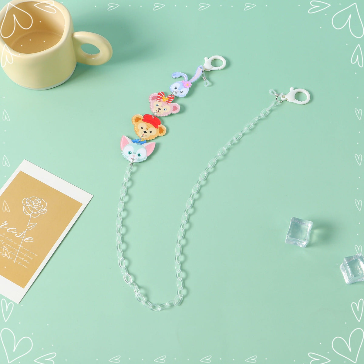 Transparent Cartoon Mask Chain with Lobster Clasps