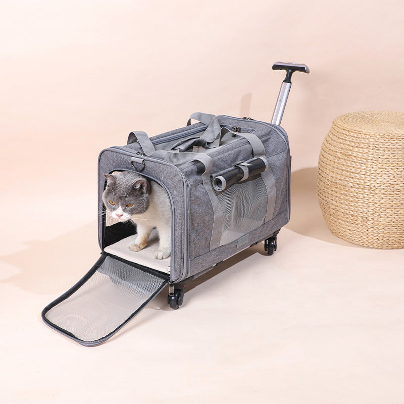 Wheeled Pet Carrier for Cats & Small Dogs, Breathable