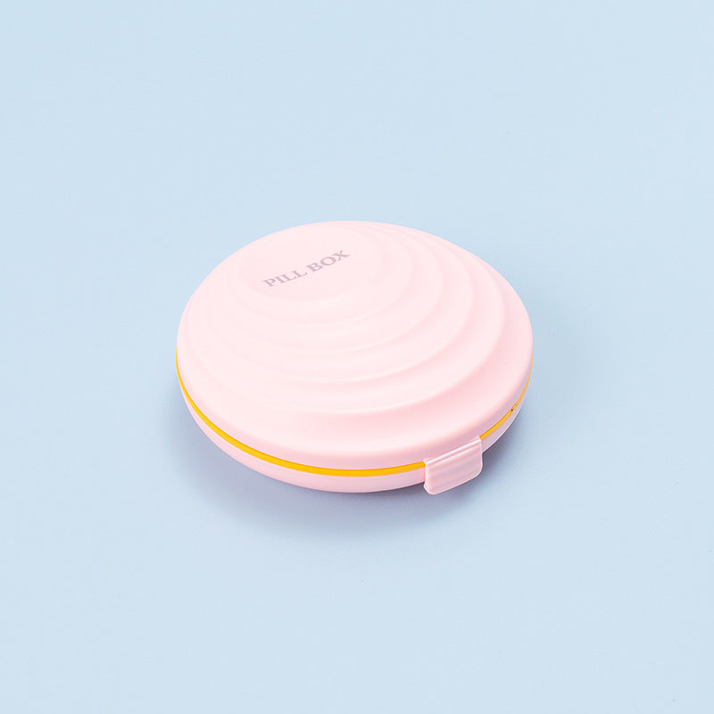 Round Travel Pill Box with 8 Sealed Compartments for Pockets
