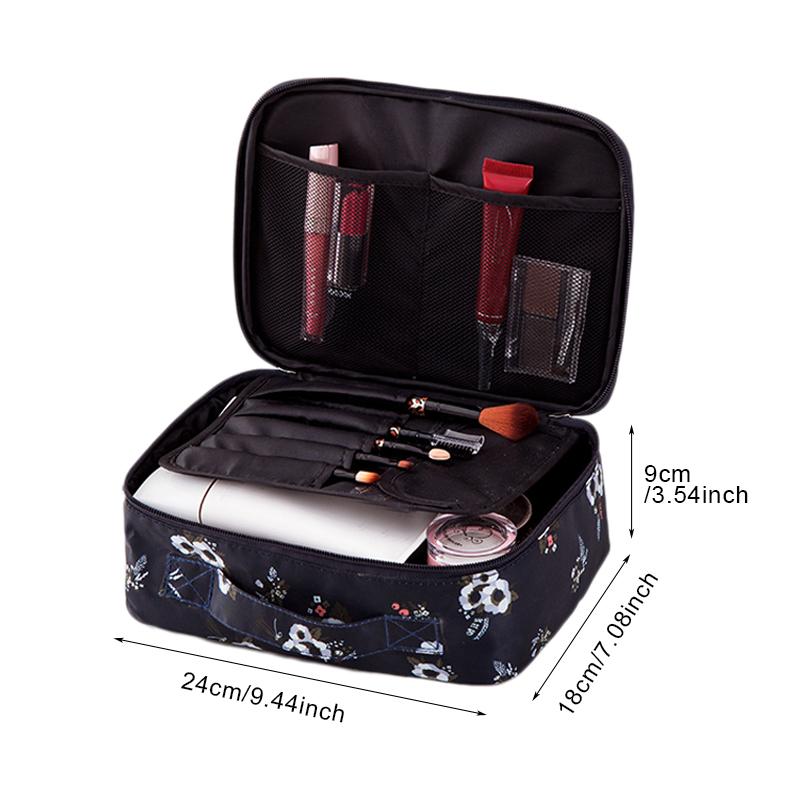 Travel Makeup Bag Organizer With Brush and Lipstick Pockets