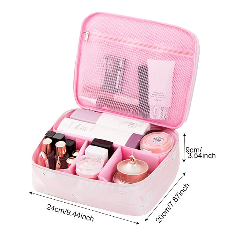 Travel Makeup Bag Organizer With Brush and Lipstick Pockets