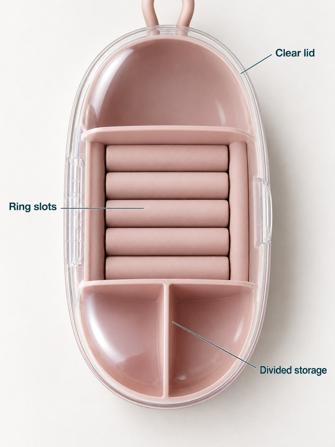 Travel Jewelry Box with Clear Lid for Rings & Earrings