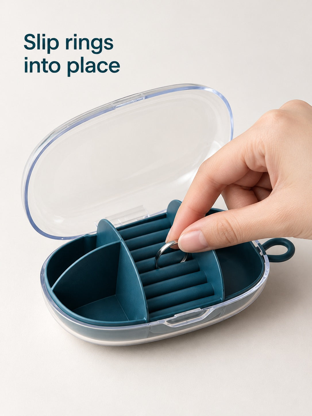 Travel Jewelry Box with Clear Lid for Rings & Earrings