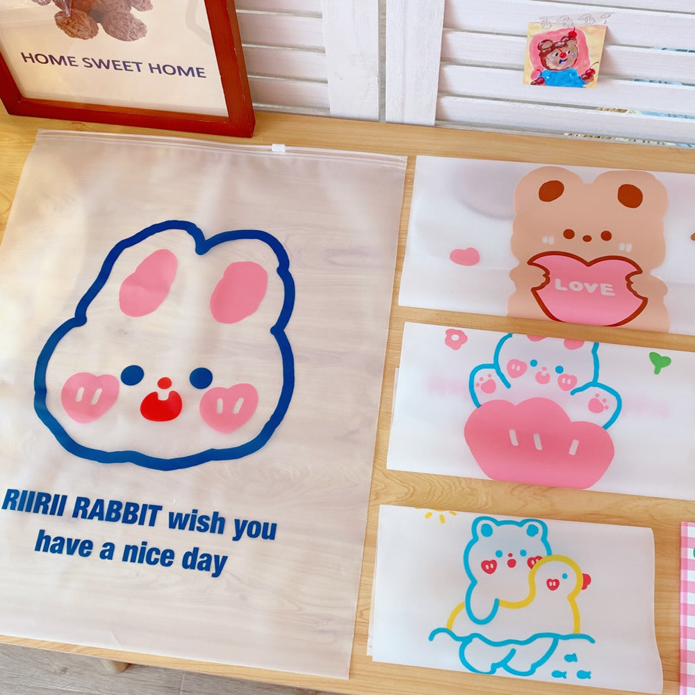 Kawaii Clear Travel Clothes Packing Bags, Zip Seal