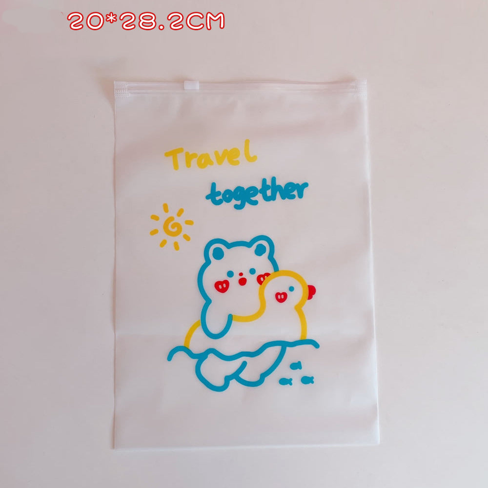 Kawaii Clear Travel Clothes Packing Bags, Zip Seal