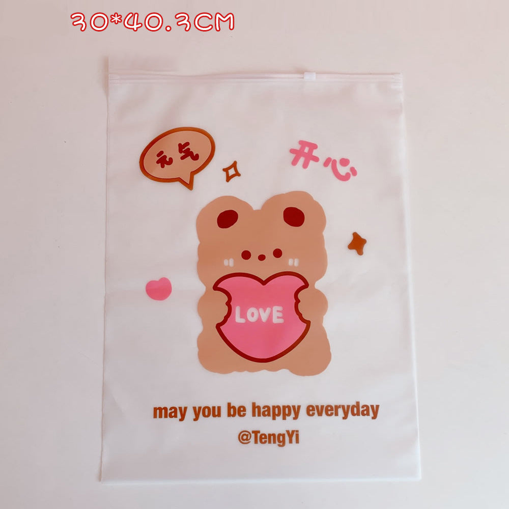 Kawaii Clear Travel Clothes Packing Bags, Zip Seal
