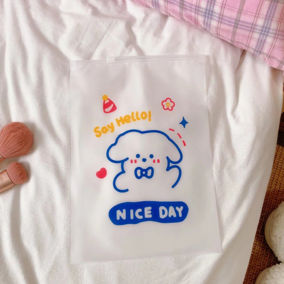 Kawaii Clear Travel Clothes Packing Bags, Zip Seal