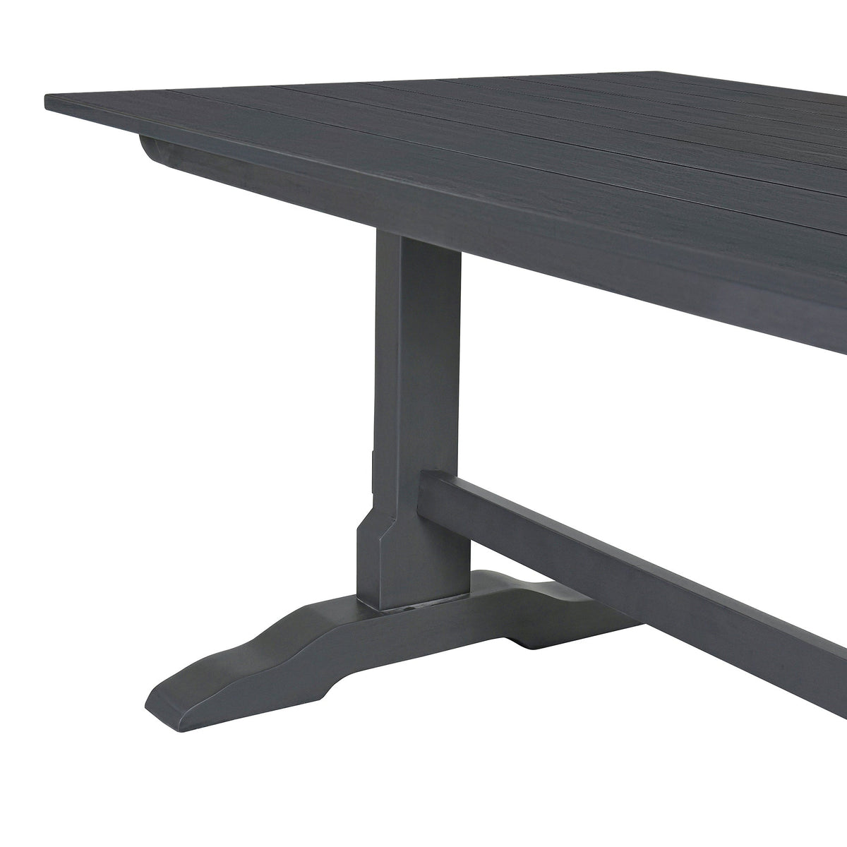 Gray Wood Dining Table Set with 2 Benches for 4 People