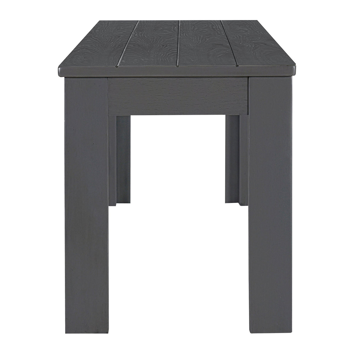 Gray Wood Dining Table Set with 2 Benches for 4 People