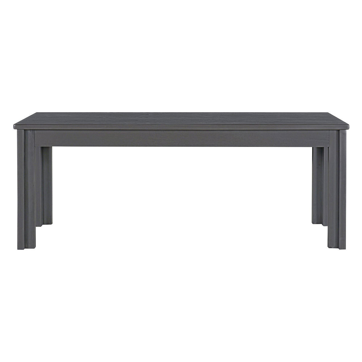 Gray Wood Dining Table Set with 2 Benches for 4 People