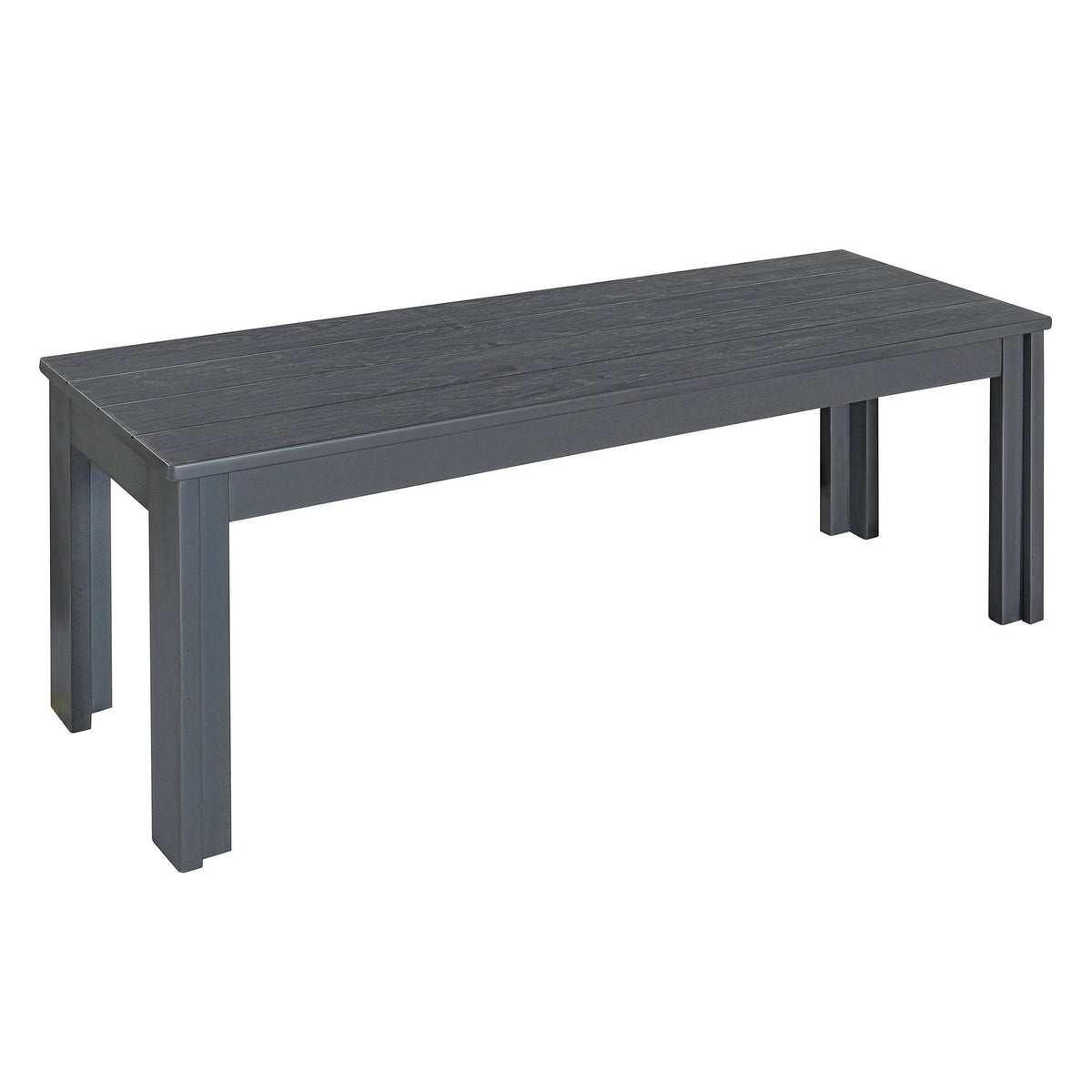 Gray Wood Dining Table Set with 2 Benches for 4 People