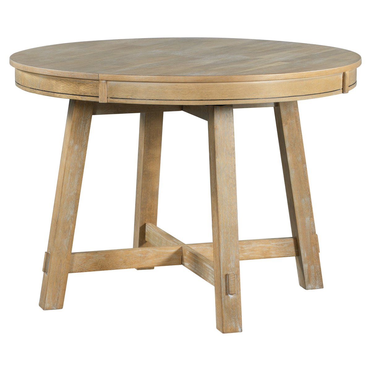 Round Extendable Farmhouse Dining Set with 4 Chairs