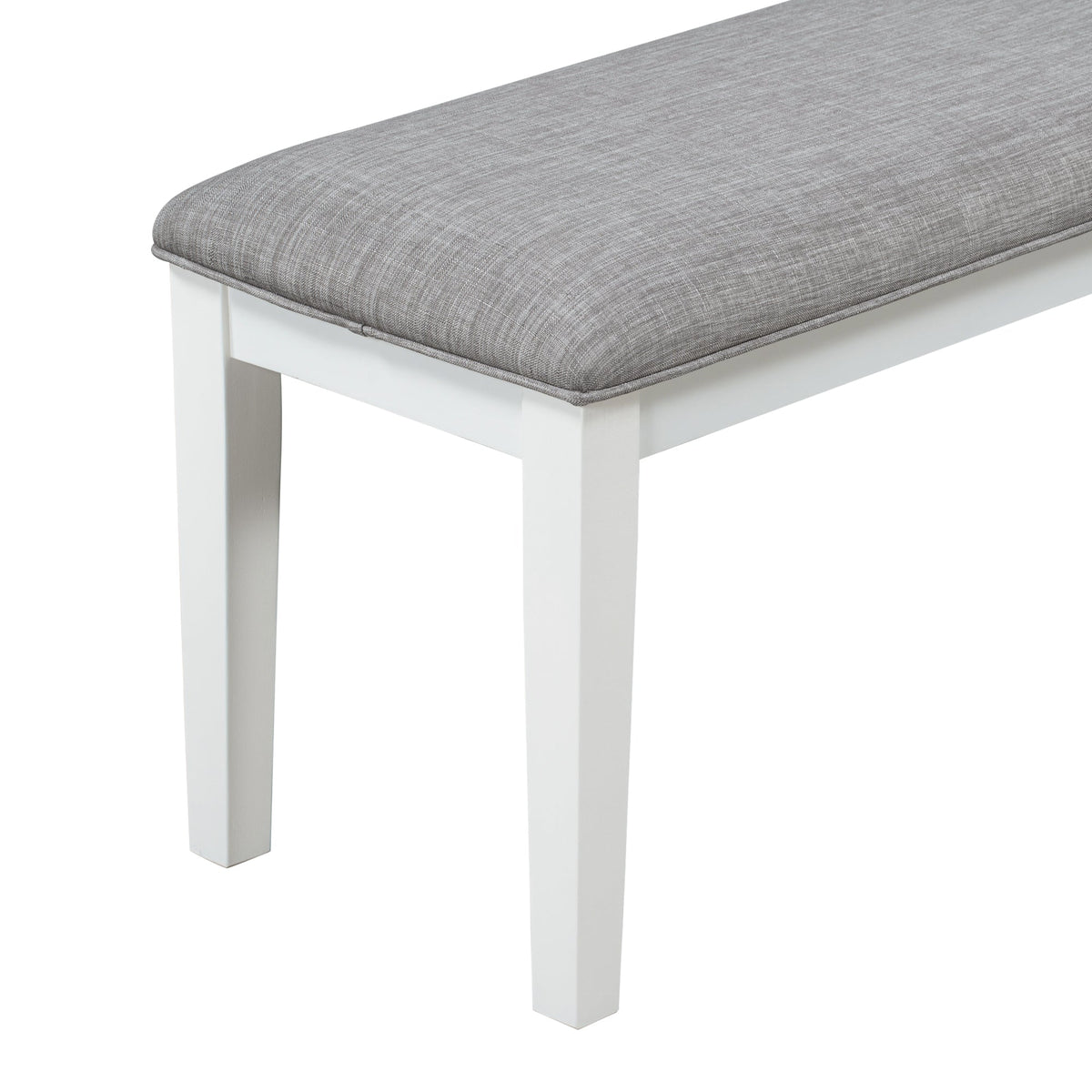 Dining Table Set with Bench, 6-Piece White and Gray