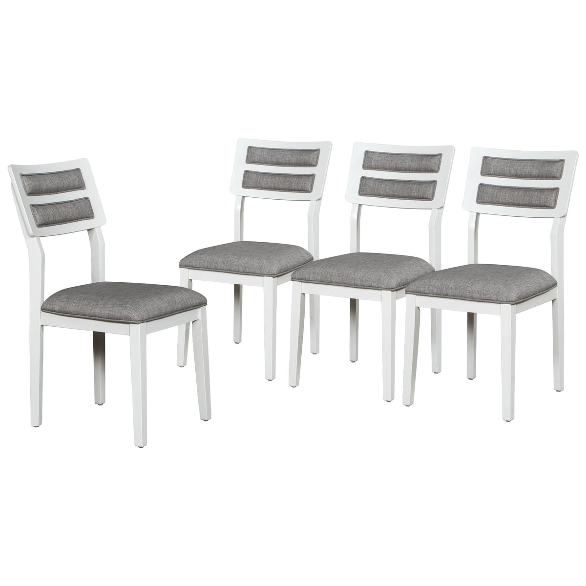 Dining Table Set with Bench, 6-Piece White and Gray