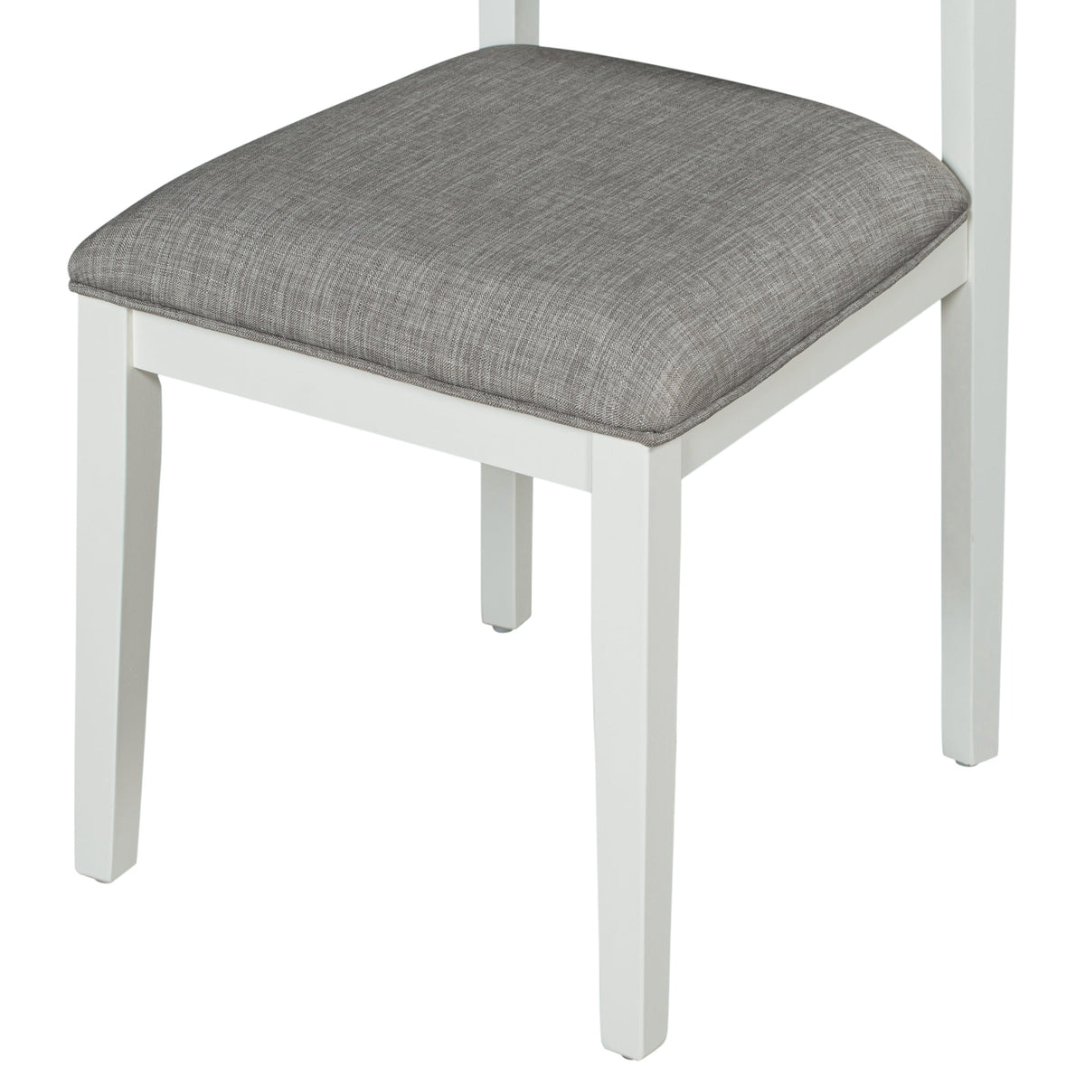 Dining Table Set with Bench, 6-Piece White and Gray