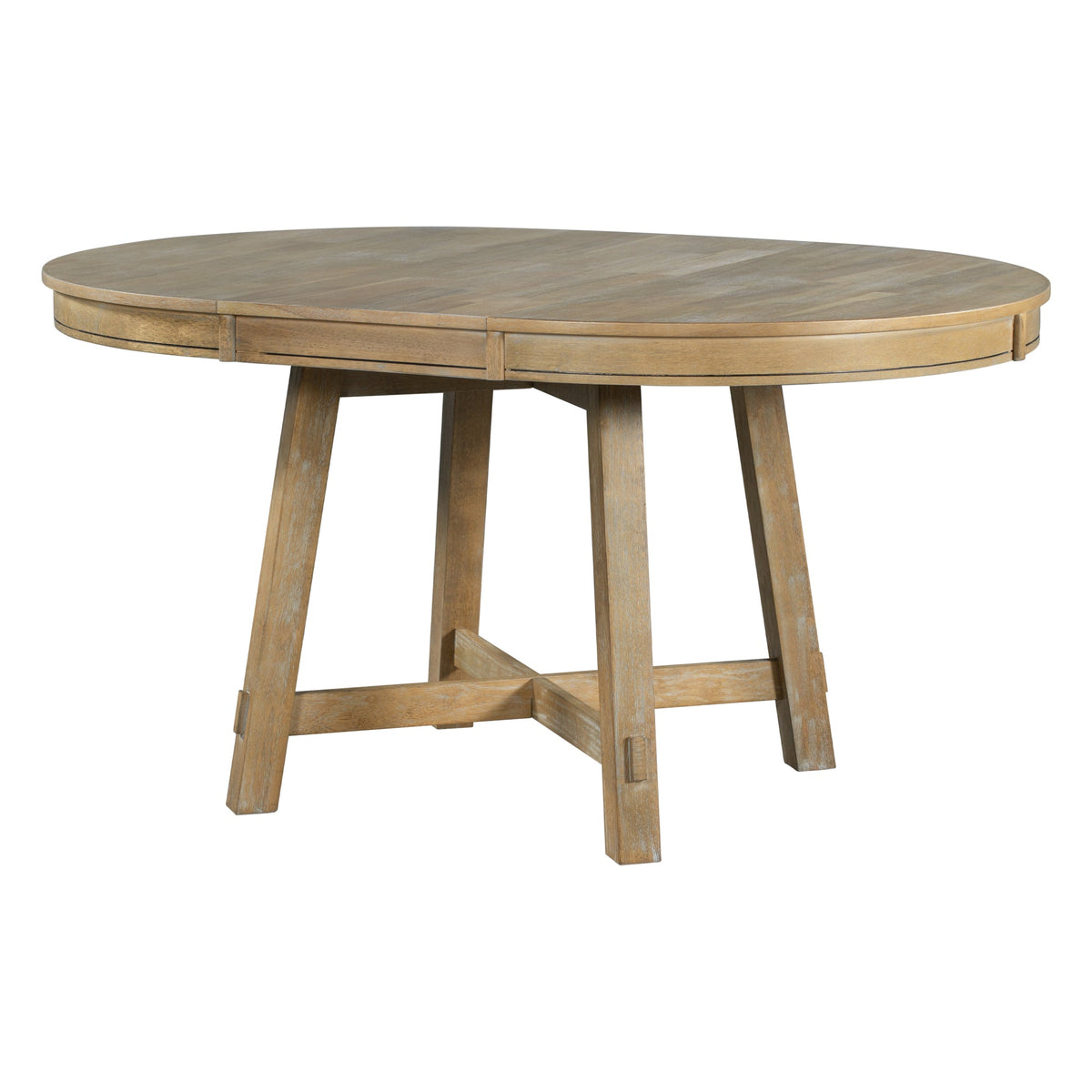 Round Farmhouse Extendable Dining Table with 16in Leaf