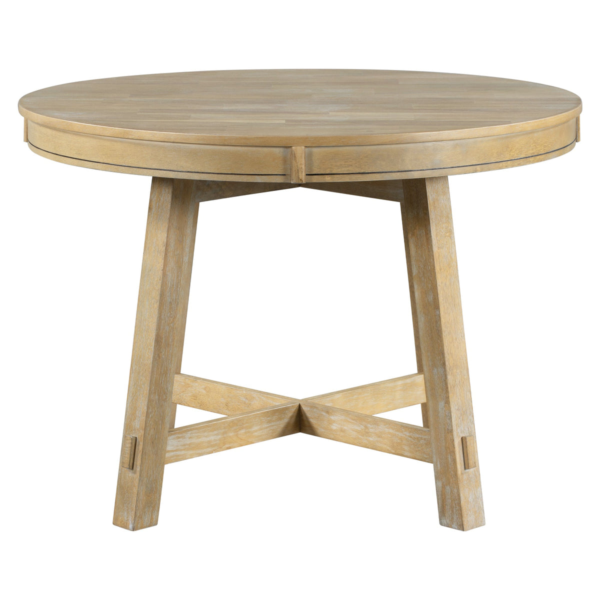 Round Farmhouse Extendable Dining Table with 16in Leaf