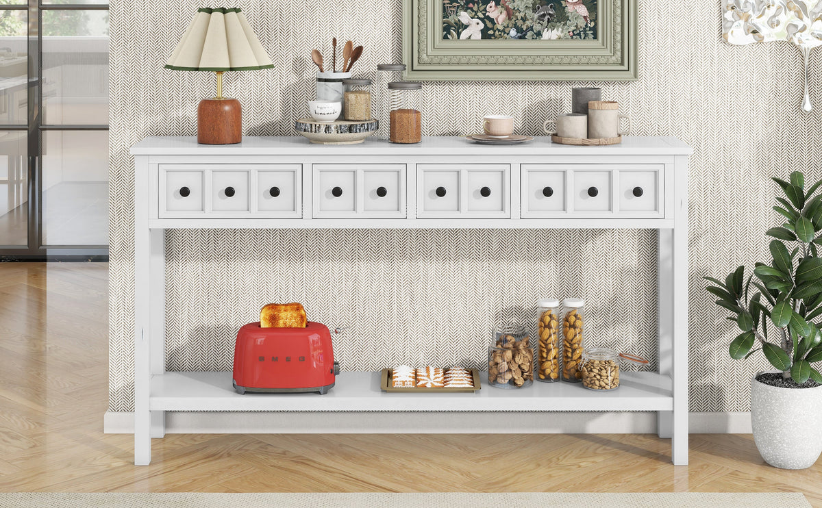 Farmhouse Entryway Console Table with 4 Drawers