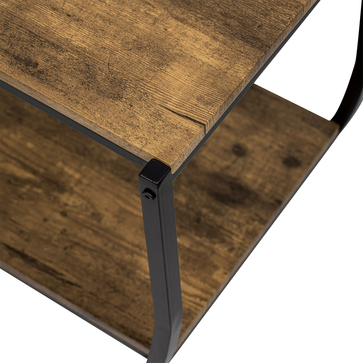 Demilune Console Table: Rustic Industrial Open Shelving