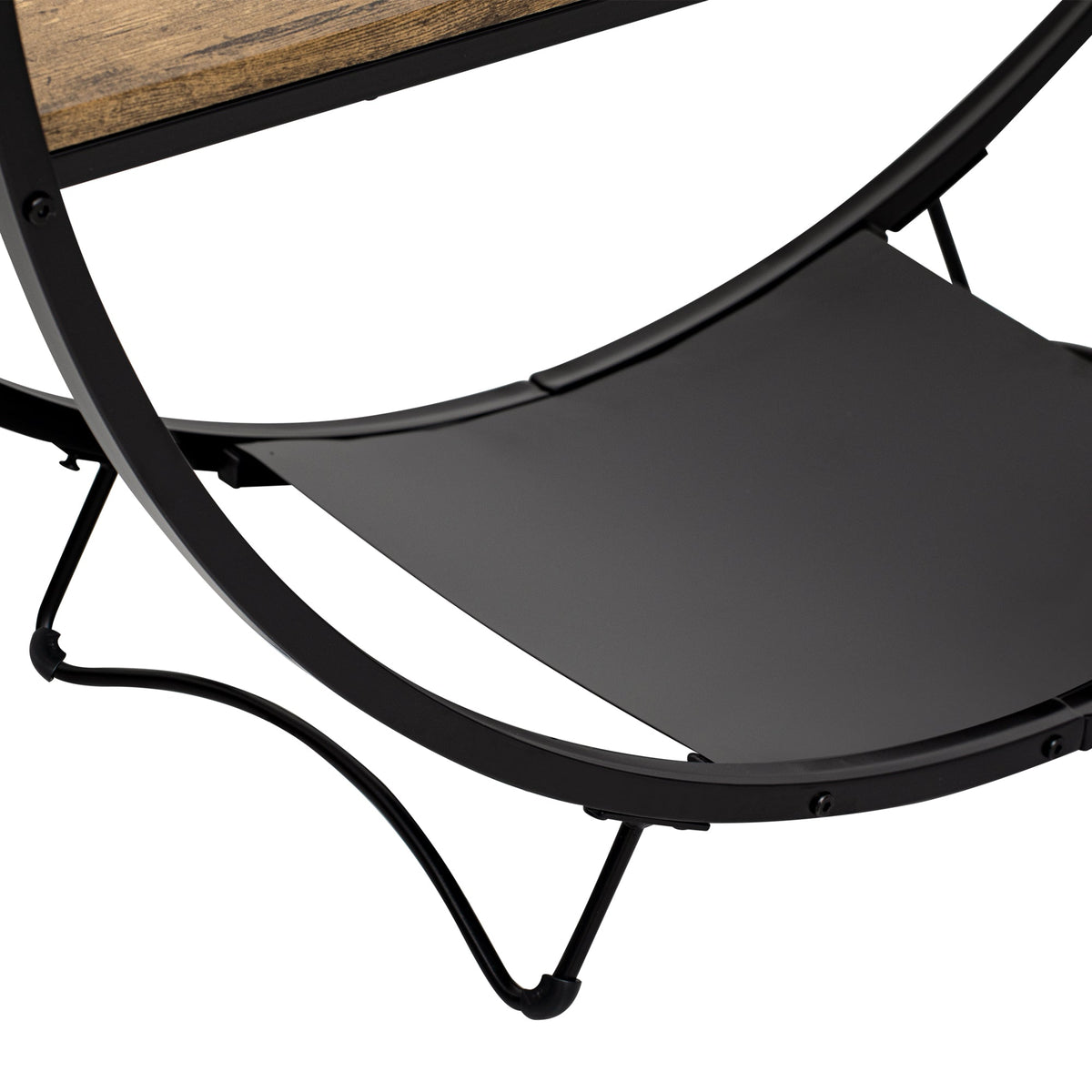 Demilune Console Table: Rustic Industrial Open Shelving