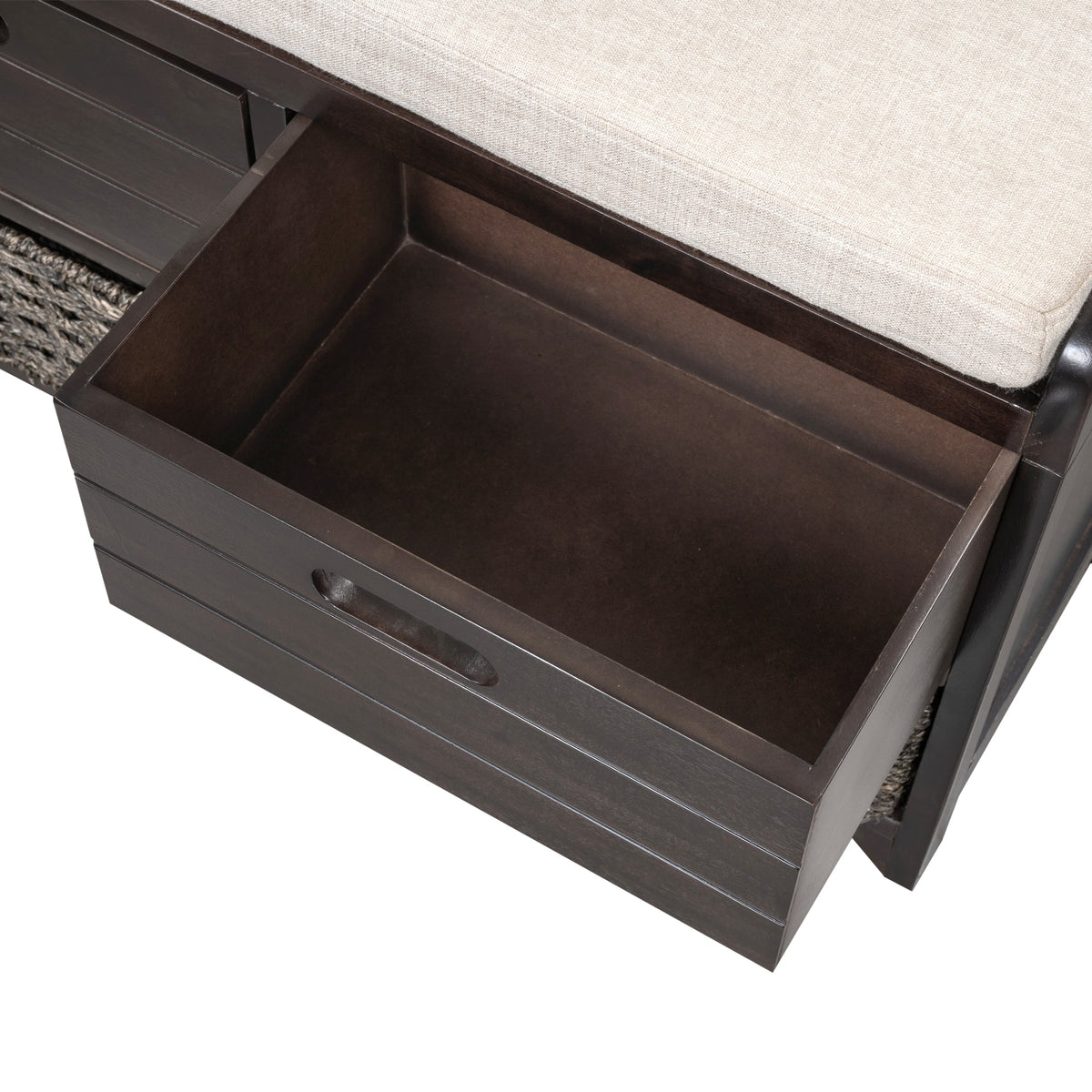 Entryway Storage Bench with Shoe Drawers and Basket