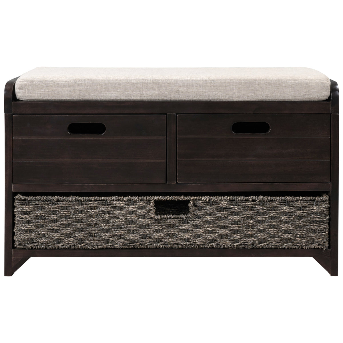 Entryway Storage Bench with Shoe Drawers and Basket