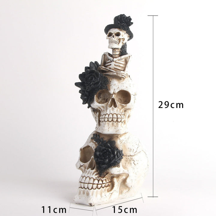 Triple Skull Sculpture for Gothic Vintage Home Decor