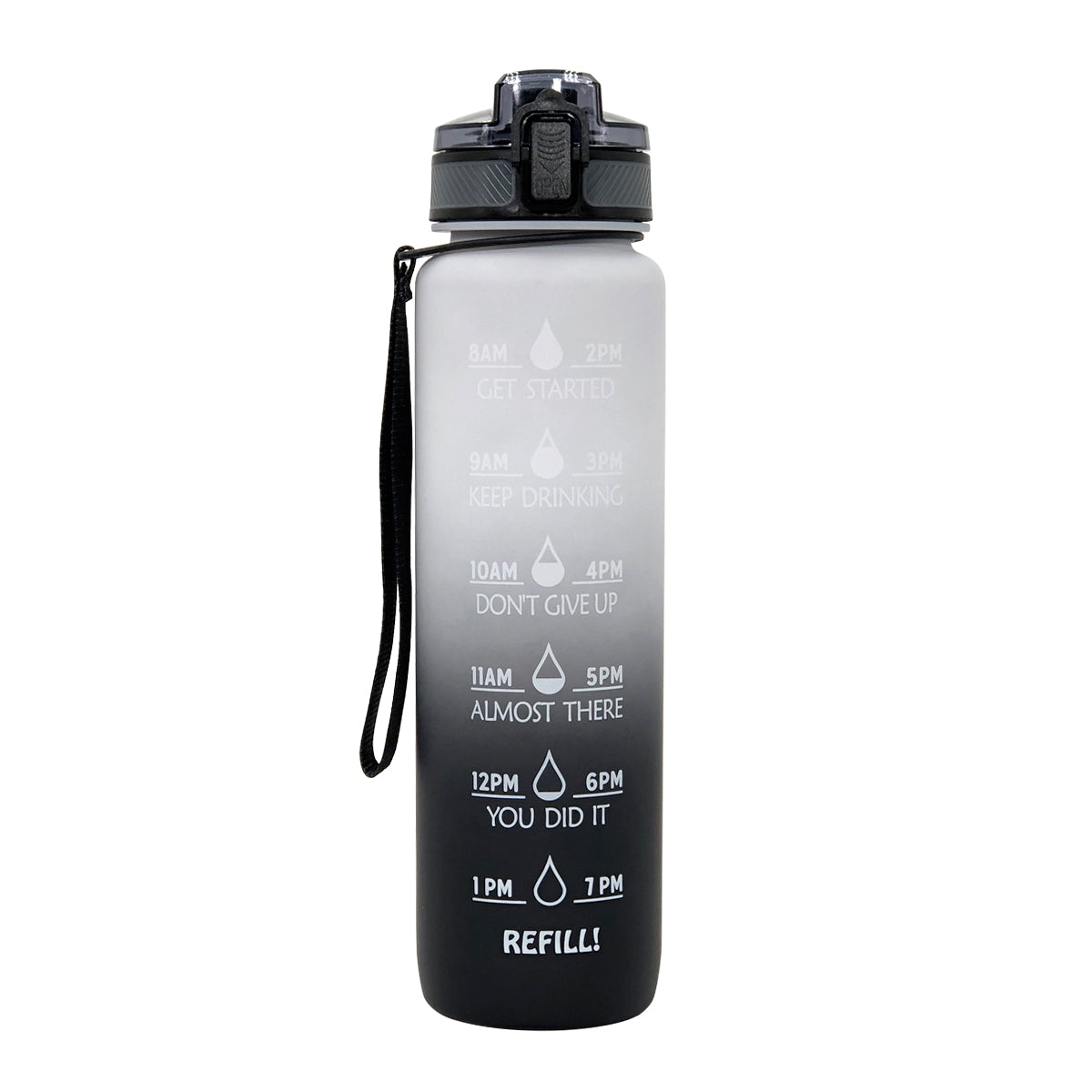 Frosted Tritan Water Bottle 1L with Hydration Markers