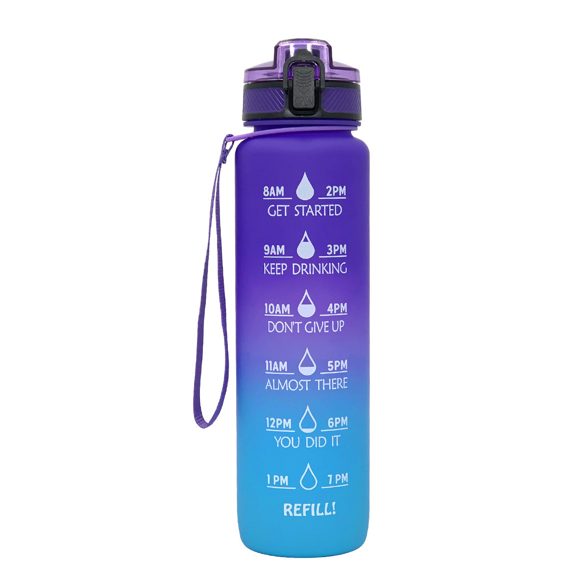 Frosted Tritan Water Bottle 1L with Hydration Markers