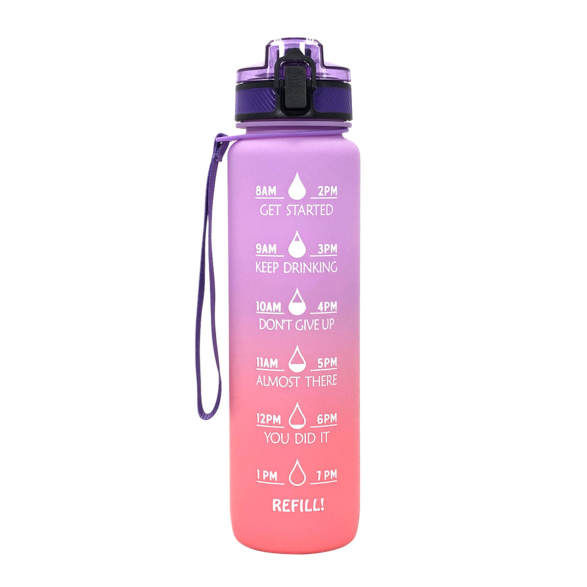 Frosted Tritan Water Bottle 1L with Hydration Markers