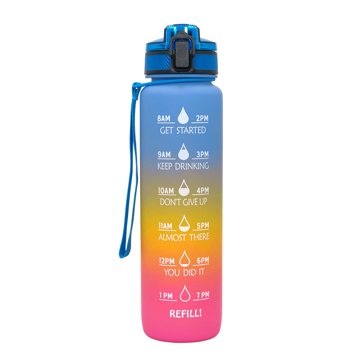 Frosted Tritan Water Bottle 1L with Hydration Markers