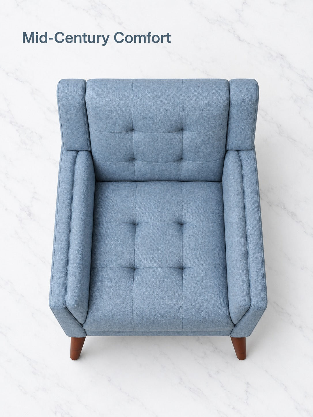 Tufted Mid-Century Accent Armchair with Wood Legs