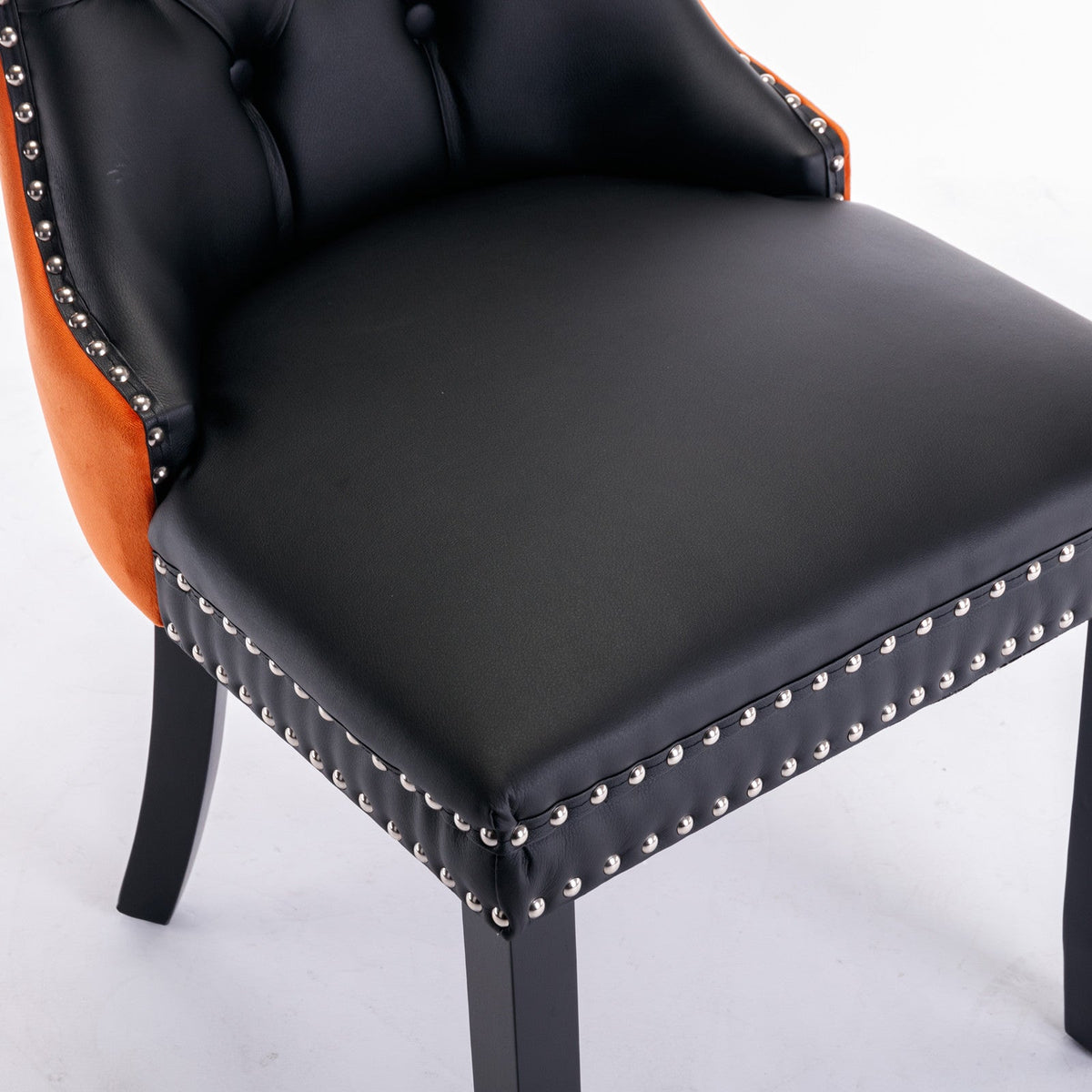 Black and Orange Tufted Dining Chairs Set of 2