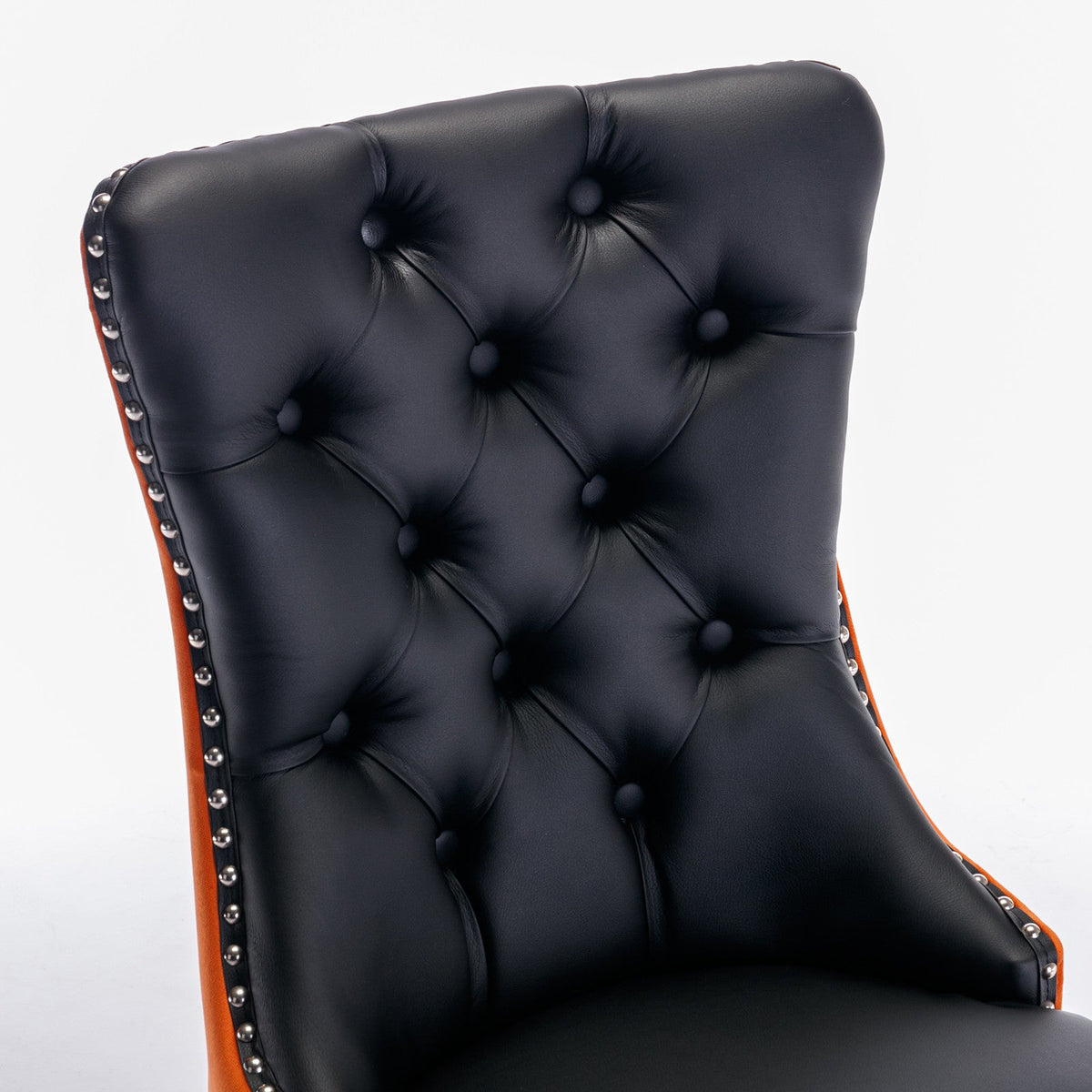Black and Orange Tufted Dining Chairs Set of 2