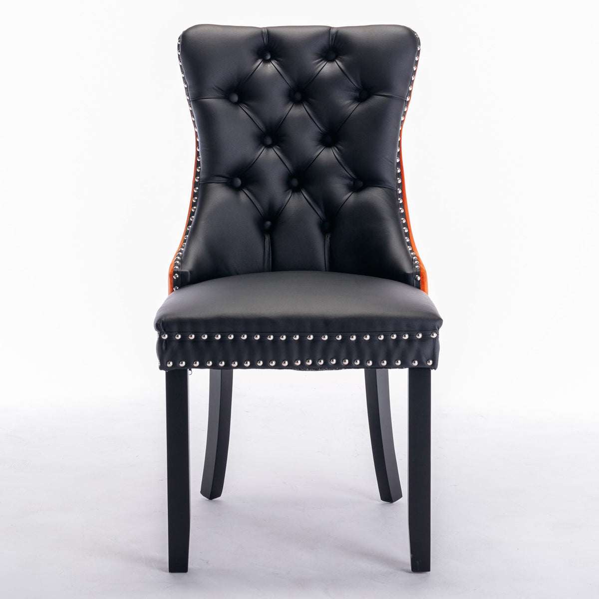Black and Orange Tufted Dining Chairs Set of 2