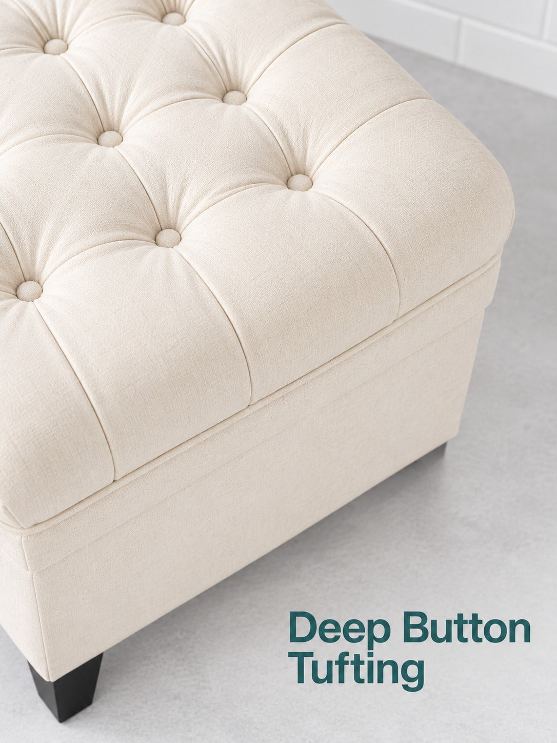 Tufted Storage Ottoman Bench for Bedroom and Entryway