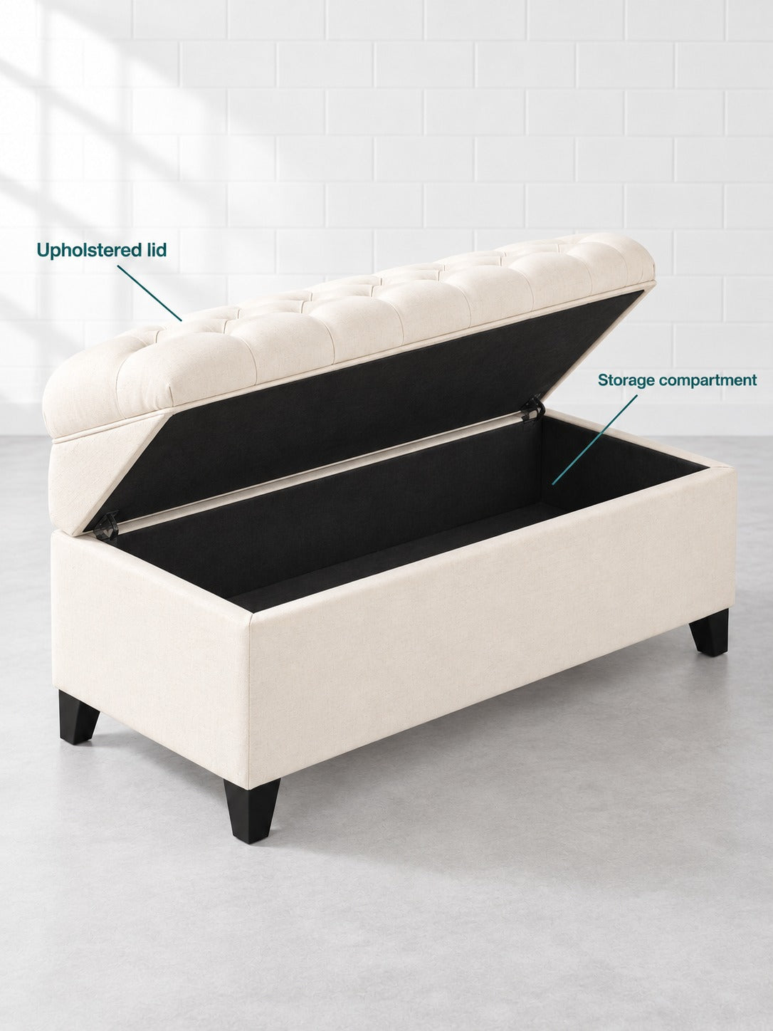 Tufted Storage Ottoman Bench for Bedroom and Entryway