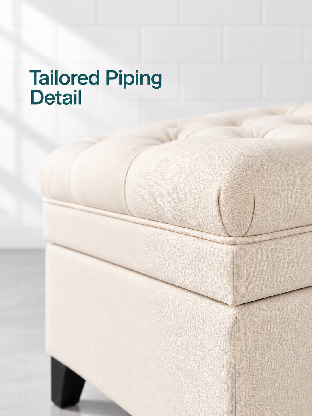 Tufted Storage Ottoman Bench for Bedroom and Entryway