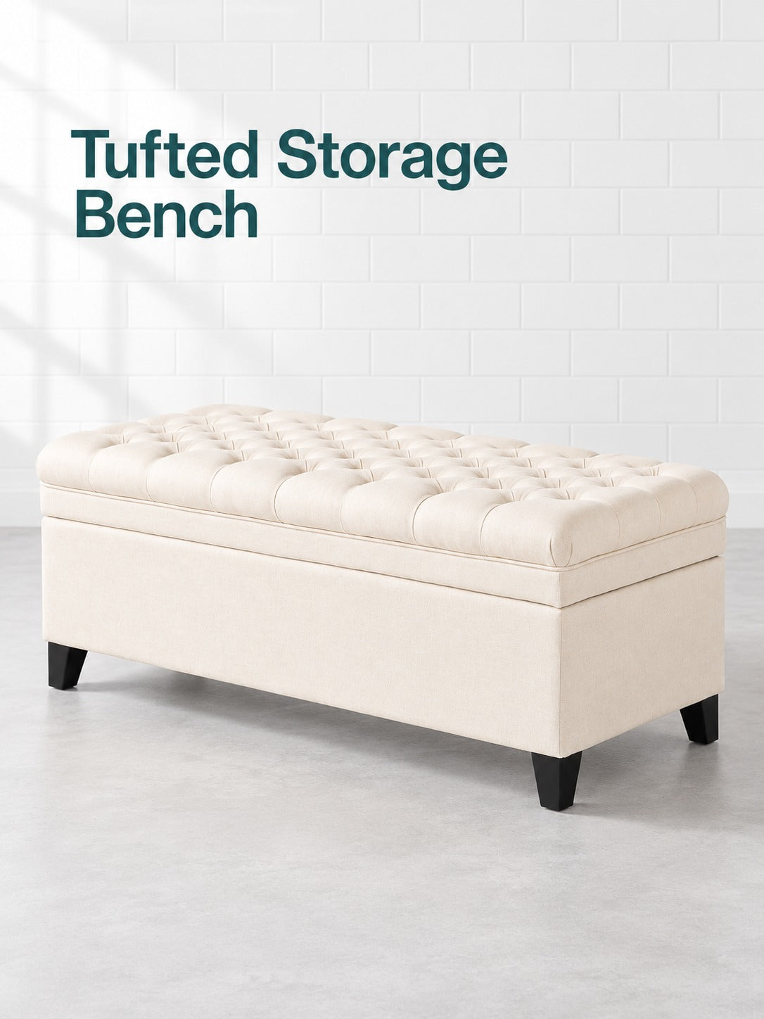 Tufted Storage Ottoman Bench for Bedroom and Entryway