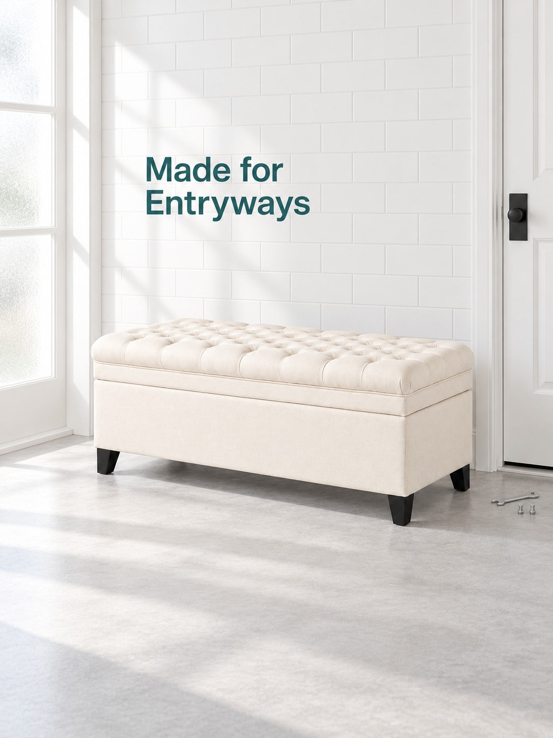 Tufted Storage Ottoman Bench for Bedroom and Entryway