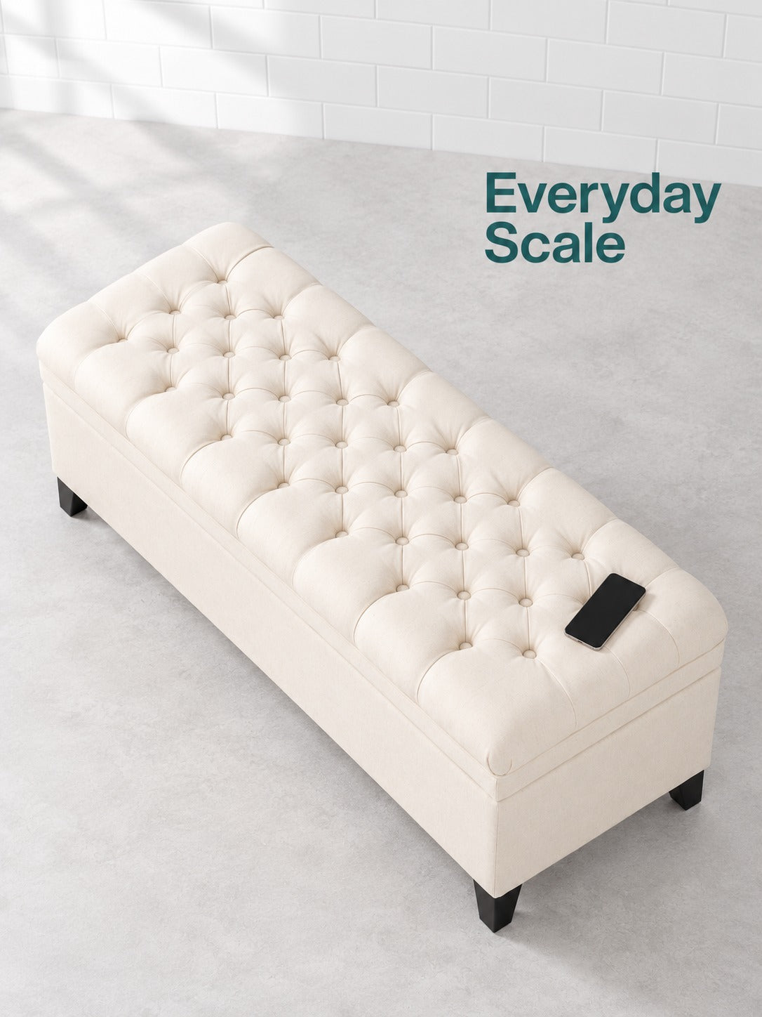 Tufted Storage Ottoman Bench for Bedroom and Entryway