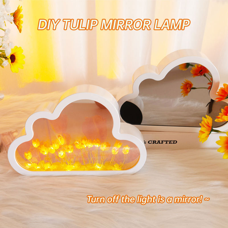 Tulip Cloud Night Light With Mirror & Warm Ambient Glow