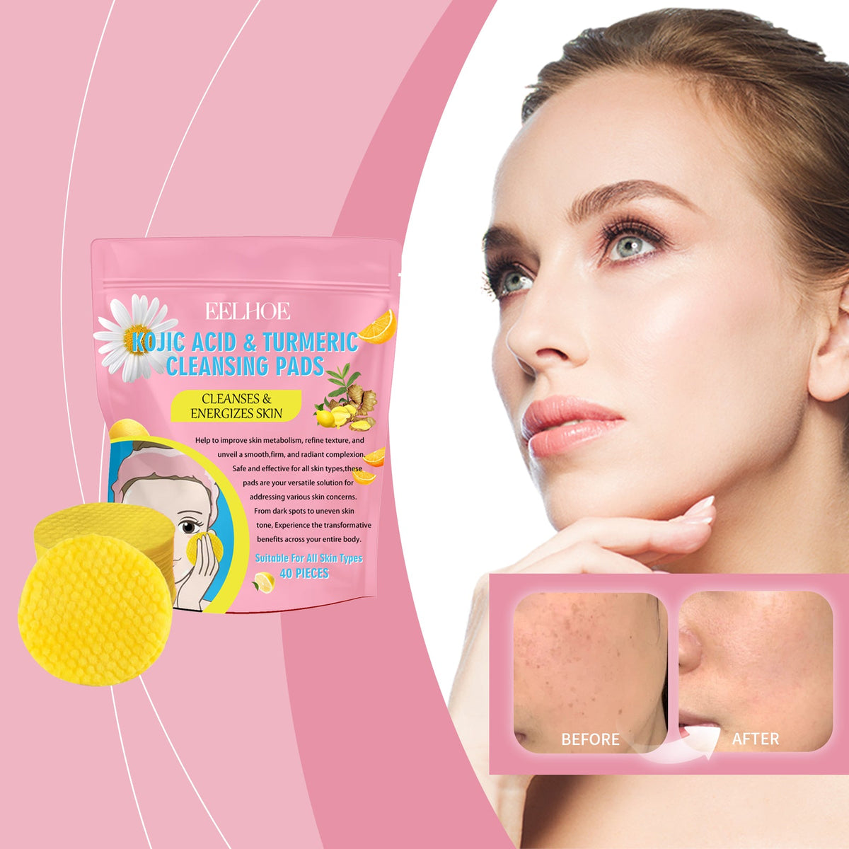 Turmeric Kojic Cleansing Pads for Brighter, Cleaner Skin